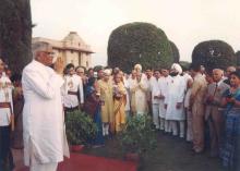 President R. Venkataraman hosting a Reception on the eve of Independence Day at Mughal Gardens, Rashtrapati Bhavan