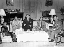 Shri C. Rajagopalachari hosting tea for H.R.H. Prince Axel of Denmark at Government House, New Delhi