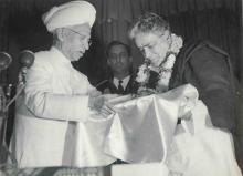 President Dr. Radhakrishnan presenting Abhinandan Granth to Shri Prithviraj Kapoor
