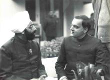 President Gaini Zail Singh with Shri Rajiv Gandhi