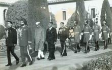 President Dr. Rajendra Prasad arriving for the 'At Home' at Mughal Gardens, Rashtrapati Bhavan