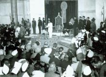 Shri C. Rajagopalachari delivering farewell address after the Swearing-in Ceremony of Dr. Rajendra Prasad