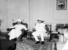 President Dr. Zakir Husain with the former President Dr. Radhakrishnan, at Rashtrapati Bhavan.
