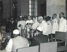 Swearing in ceremony of Mrs Indira Gandhi and her Cabinet
