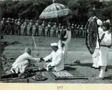 President Dr. Rajendra Prasad performing Puja in the President's Estate during the Annual Vana-Mahotsava celebration