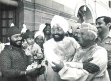 President Gaini Zail Singh participating in Holi Celebrations at Rashtrapati Bhavan