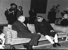 President Dr. Zakir Husain meeting with H.E. Mr. Kurt George Kiesinger, Chancellor Federal Republic of Germany, at Rashtrapati Bhavan.