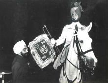 President Gaini Zail Singh at the Silver Trumpet Banner Presentation Ceremony at Rashtrapati Bhavan