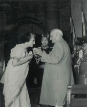 Smt. Indira Gandhi receiving the Bharat Ratna award from president V.V. Giri at Rashtrapati Bhavan