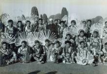 President Dr. Rajendra Prasad with the Naga Tribes from Assam at the Mughal Gardens, Rashtrapati Bhavan