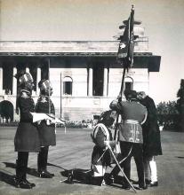 President Dr. Rajendra Prasad presenting the Standard to the President's Bodyguard at a Special Parade, Rashtrapati Bhavan