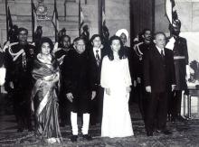 President Shri Fakhruddin Ali Ahmed hosting Banquet in honour of the President of Bulgaria, Rashtrapati Bhavan