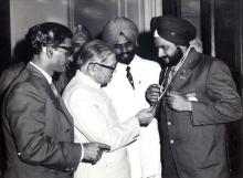 President Shri Fakhruddin Ali Ahmed meeting the Indian athletes who returned with gold medals from Pakistan