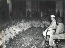 President Dr. Rajendra Prasad addressing Lok Sahayak Sena Contingent at Rashtrapati Bhavan
