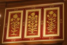 Zardozi panels crafted with gold & silver threads displayed in the Banquet Hall