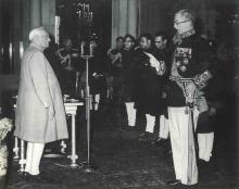 President V.V. Giri accepting credentials from the Ambassador of Netherlands