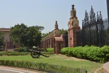 Row of 38 elephant sculptures near the main gate of Rashtrapati Bhavan