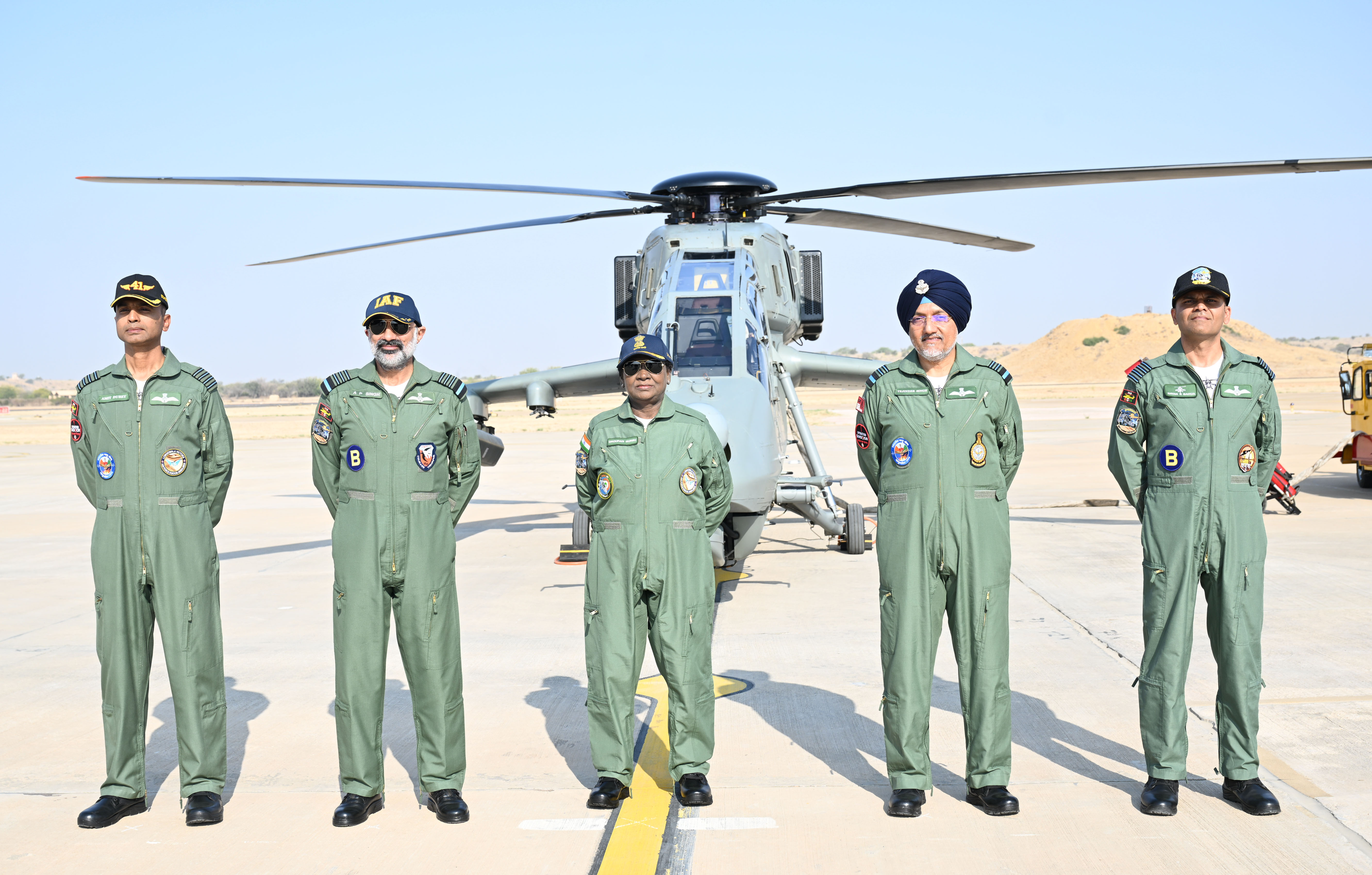 President Droupadi Murmu takes a sortie on Light Combat Helicopter - PRACHAND at Jaisalmer, Rajasthan on February 27, 2026