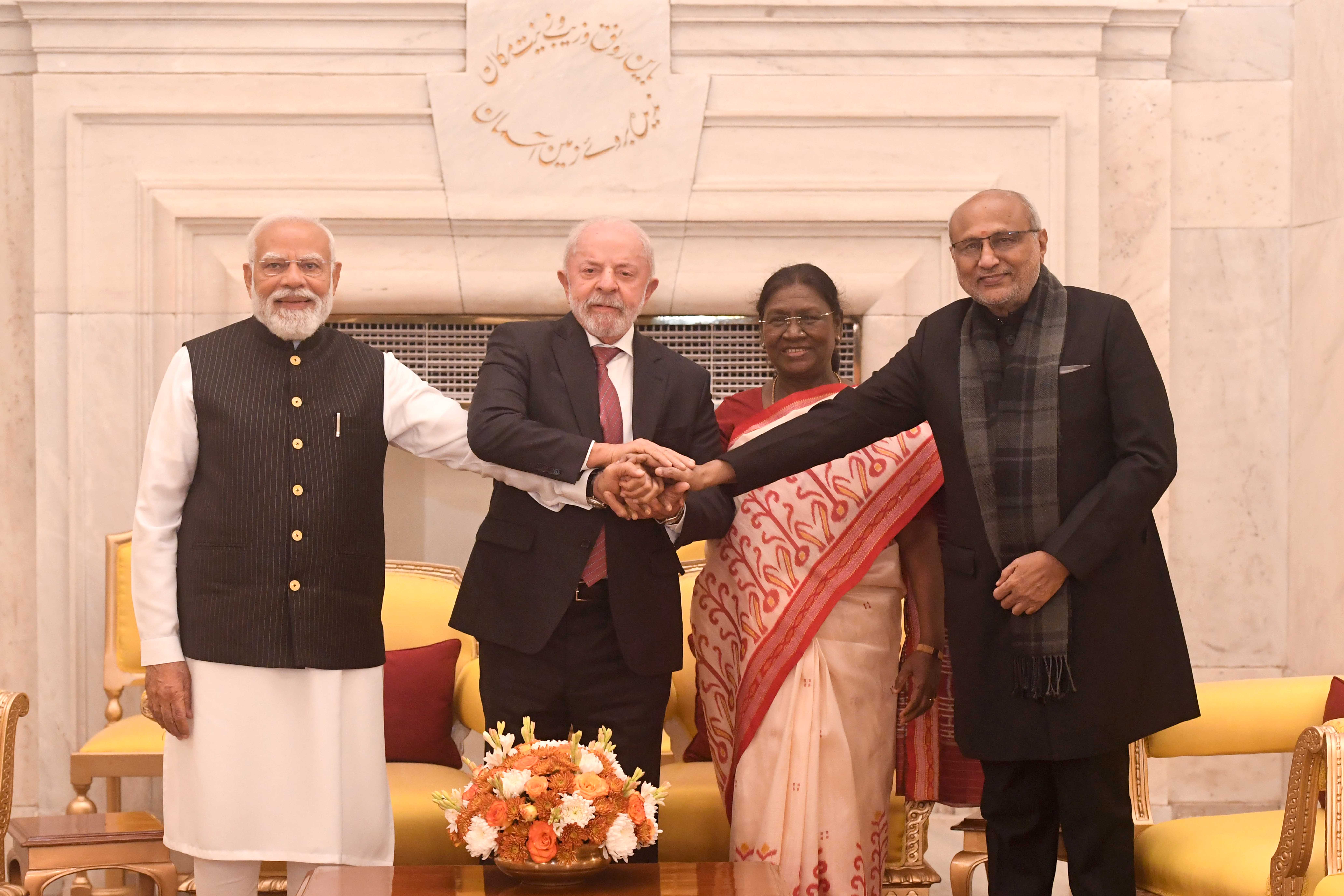 Ceremonial welcome of President Luiz Inácio Lula da Silva of Brazil at Rashtrapati Bhavan on 21 Feb 2026