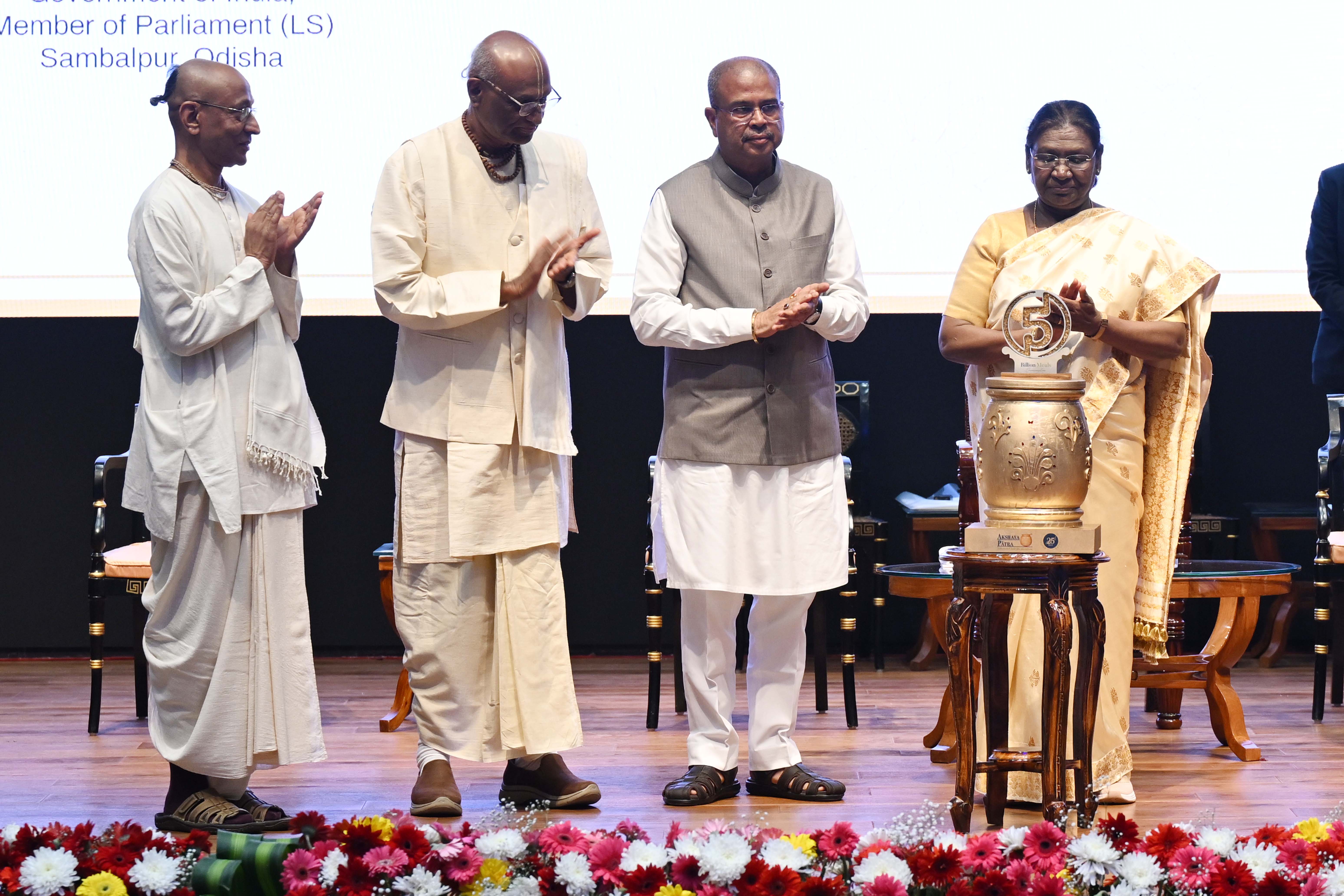 President Droupadi Murmu graces the Akshaya Patra’s 5 billion meals commemoration event at Rashtrapati Bhavan Cultural Centre on March 17, 2026