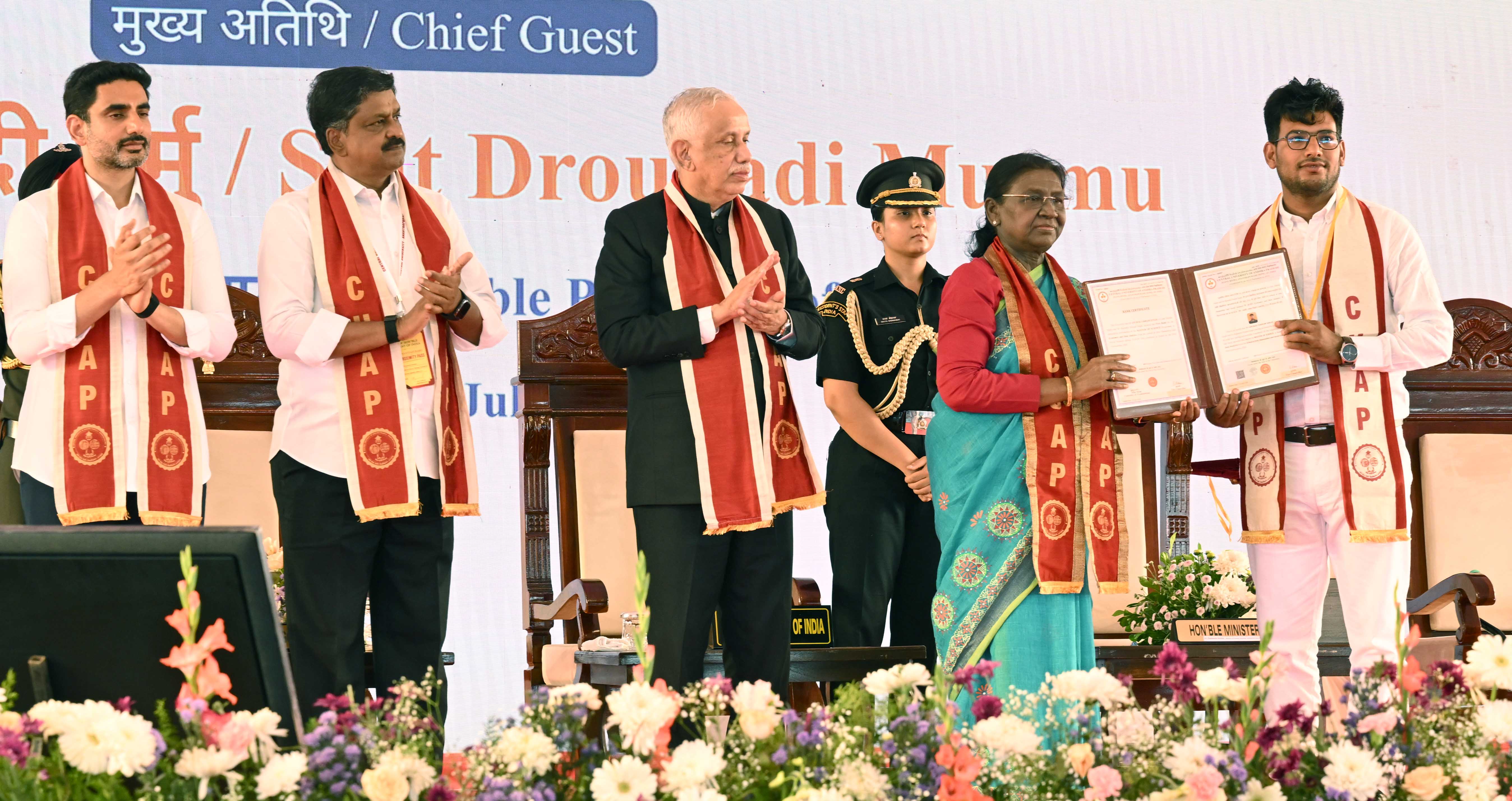President Droupadi Murmu graces the first convocation ceremony of the Central University of Andhra Pradesh at Ananthapuramu, Andhra Pradesh on 1 Jul 2026