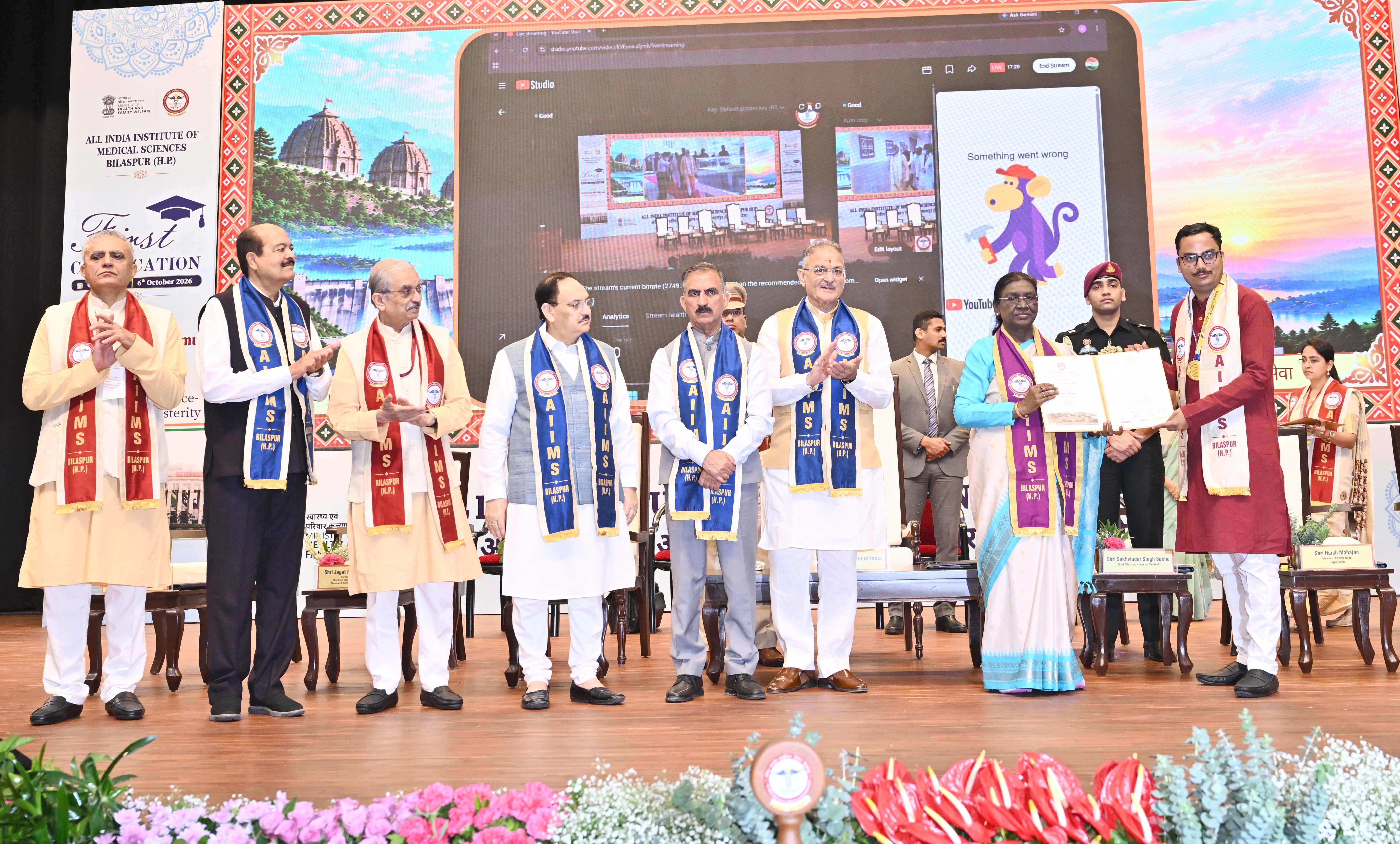 President Droupadi Murmu graces the first convocation of AIIMS Bilaspur in Bilaspur, Himachal Pradesh on October 6, 2026