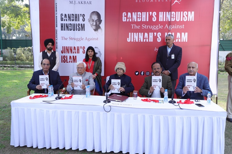 The Former President of India, Shri Pranab Mukherjee unveils Shri M.J.Akbar's  								  latest book 'Gandhi's Hinduism The Struggle Against Jinnah's Islam' on 9th  								  February 2020 at 10, Rajaji Marg, New Delhi.