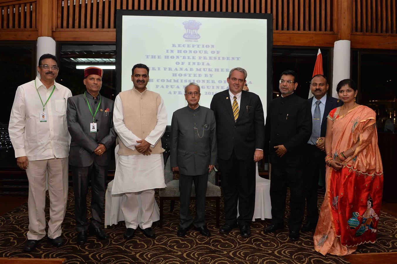The President of India, Shri Pranab Mukherjee at the Indian Community Reception by High Commissioner of India at Papua New Guinea on April 29, 2016. 