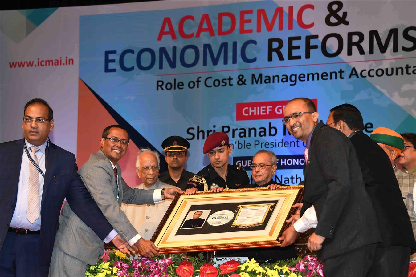 The President of India, Shri Pranab Mukherjee at the inaugural session of Global Summit on ‘Academics & Economic Reforms – Role of Cost & Management Accountants’ organized by the Institute of Cost Accountants of India (ICAI) at Kolkata in West Bengal on J