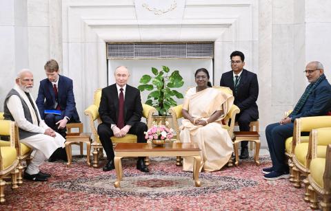 Ceremonial welcome of President Vladimir Putin of Russian Federation at Rashtrapati Bhavan on December 05, 2025.