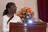 President addressing the faculty and course members of 62nd National Defence College Course at Rashtrapati Bhavan on September.. 20_gsr_1043
