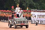 President inspecting the Tri Services Guard of Honour at Rashtrapati Bhavan on July 25, 2022. 4_g10_7713