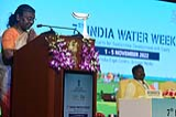 President addressing the inauguration of the 7th India Water Week at Greater Noida, Uttar Pradesh on November 1, 2022. 51_s10_0733