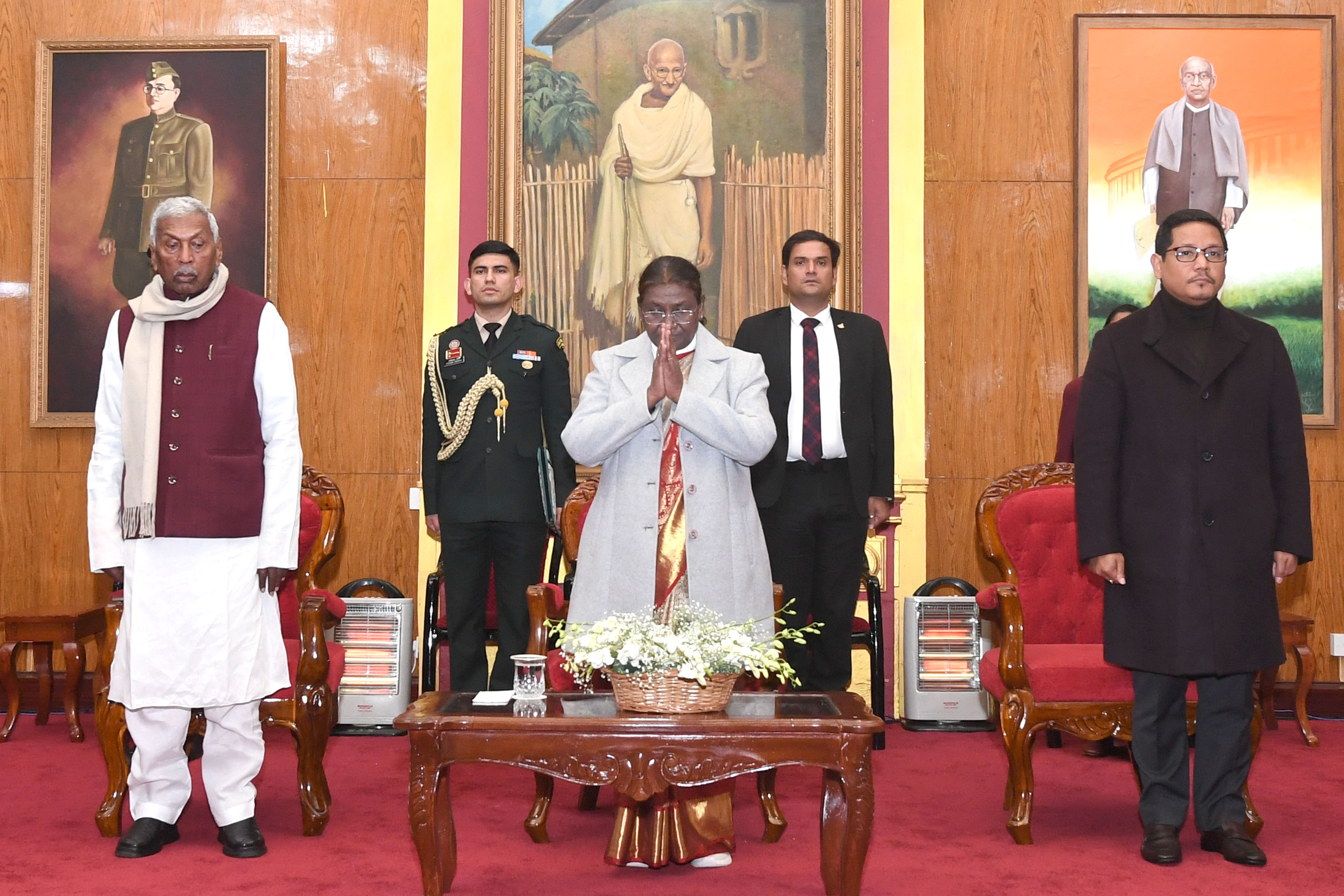 President attending a civic reception hosted in her honour by the Government of Meghalaya at Raj Bhavan, Shillong on 16 Jan 2024. President attending a civic reception hosted in her honour by the Government of Meghalaya at Raj Bhavan, Shillong on 16 Jan 2024.