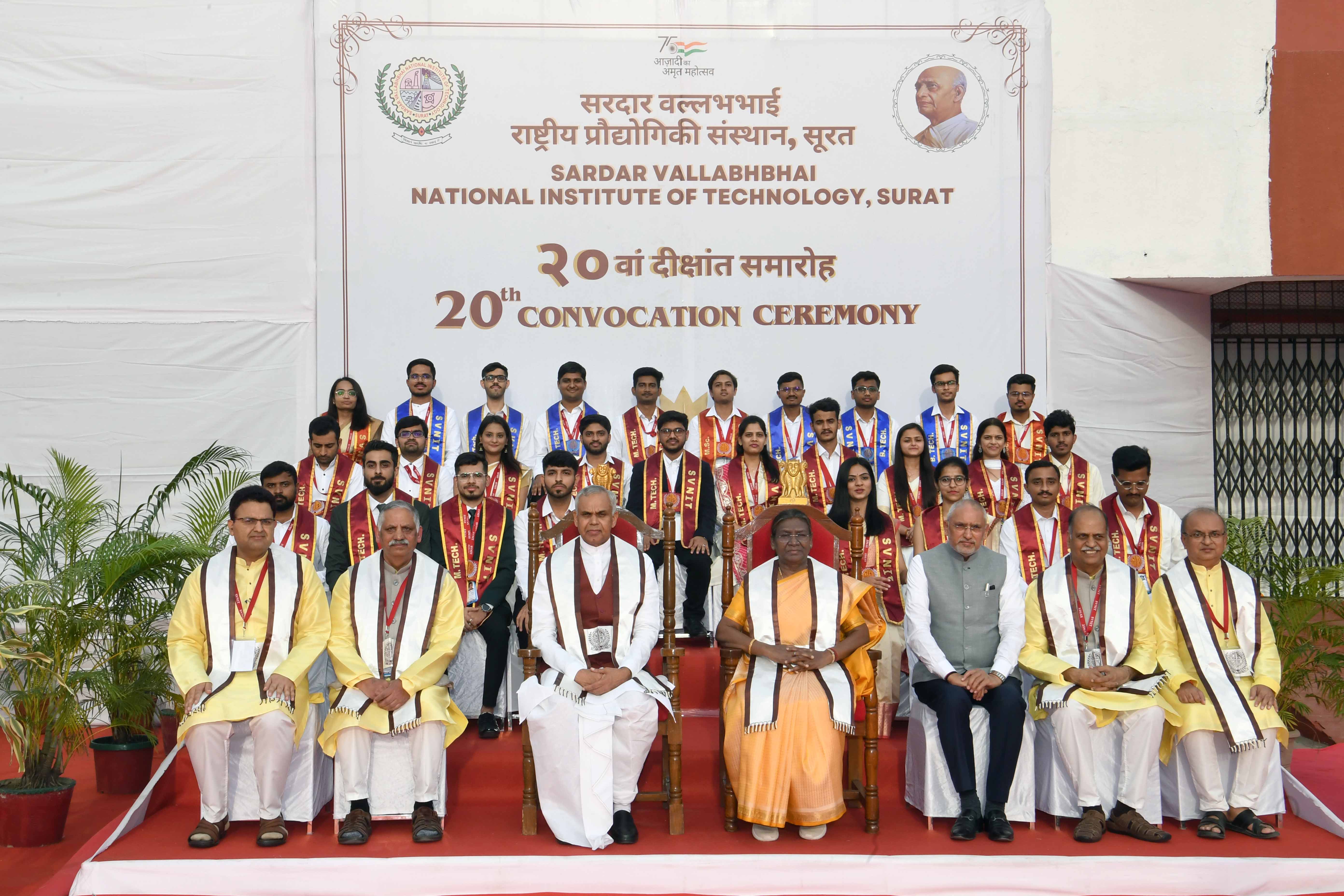 President Murmu graceing the 20th convocation of Sardar Vallabhbhai National Institute of Technology on February 12, 2024. President Murmu graceing the 20th convocation of Sardar Vallabhbhai National Institute of Technology on February 12, 2024.