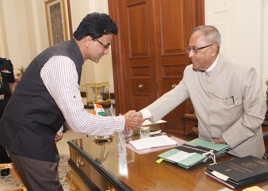 Shri Ajay Kumar M.P.(LS) calling on the President of India, Shri Pranab Mukherjee at Rashtrapati Bhavan in New Delhi on August 21, 2012.