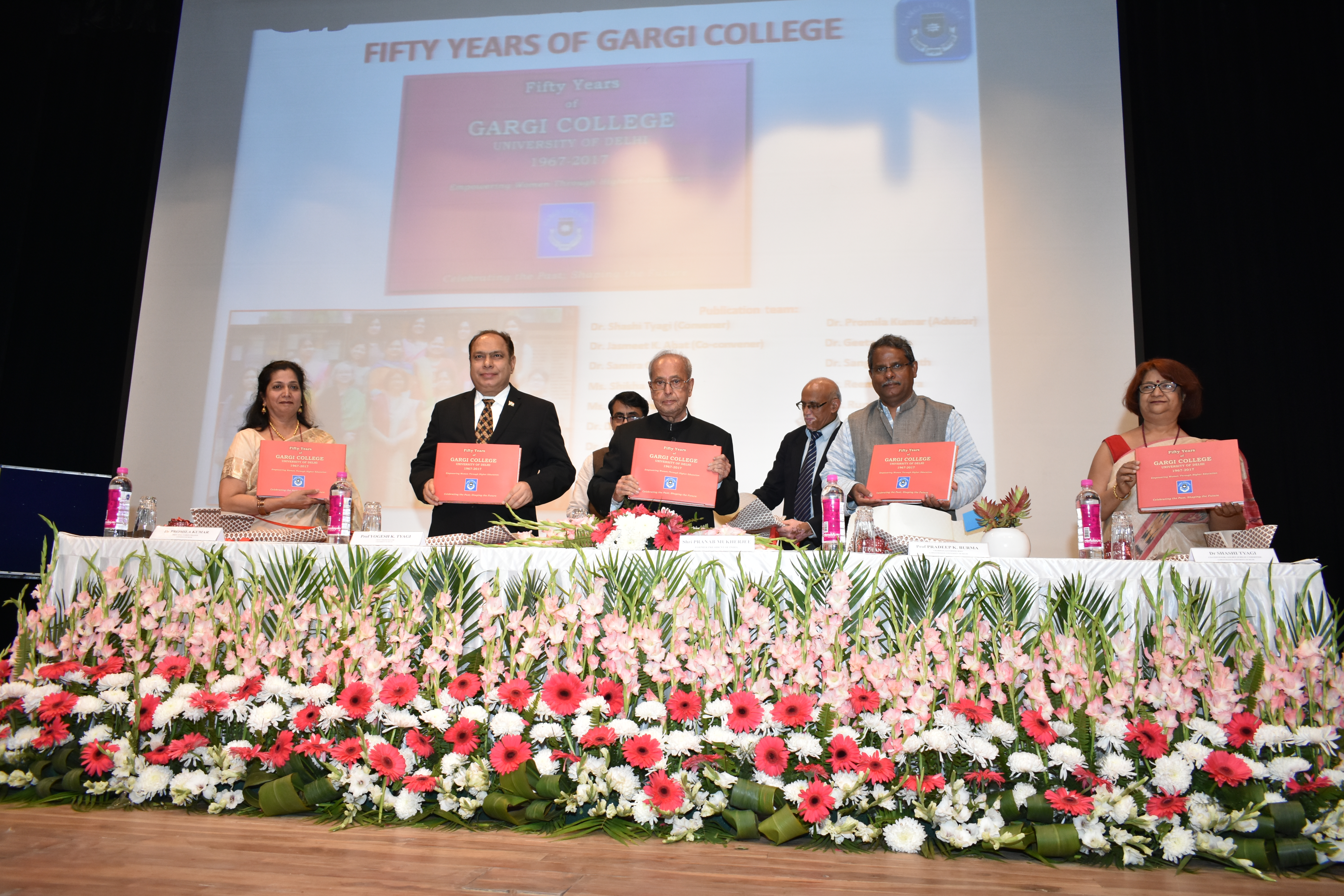 The Former President of India, Shri Pranab Mukherjee at the Golden Jubilee Celebrations of Gargi College, Delhi University in New Delhi on February 15, 2018.