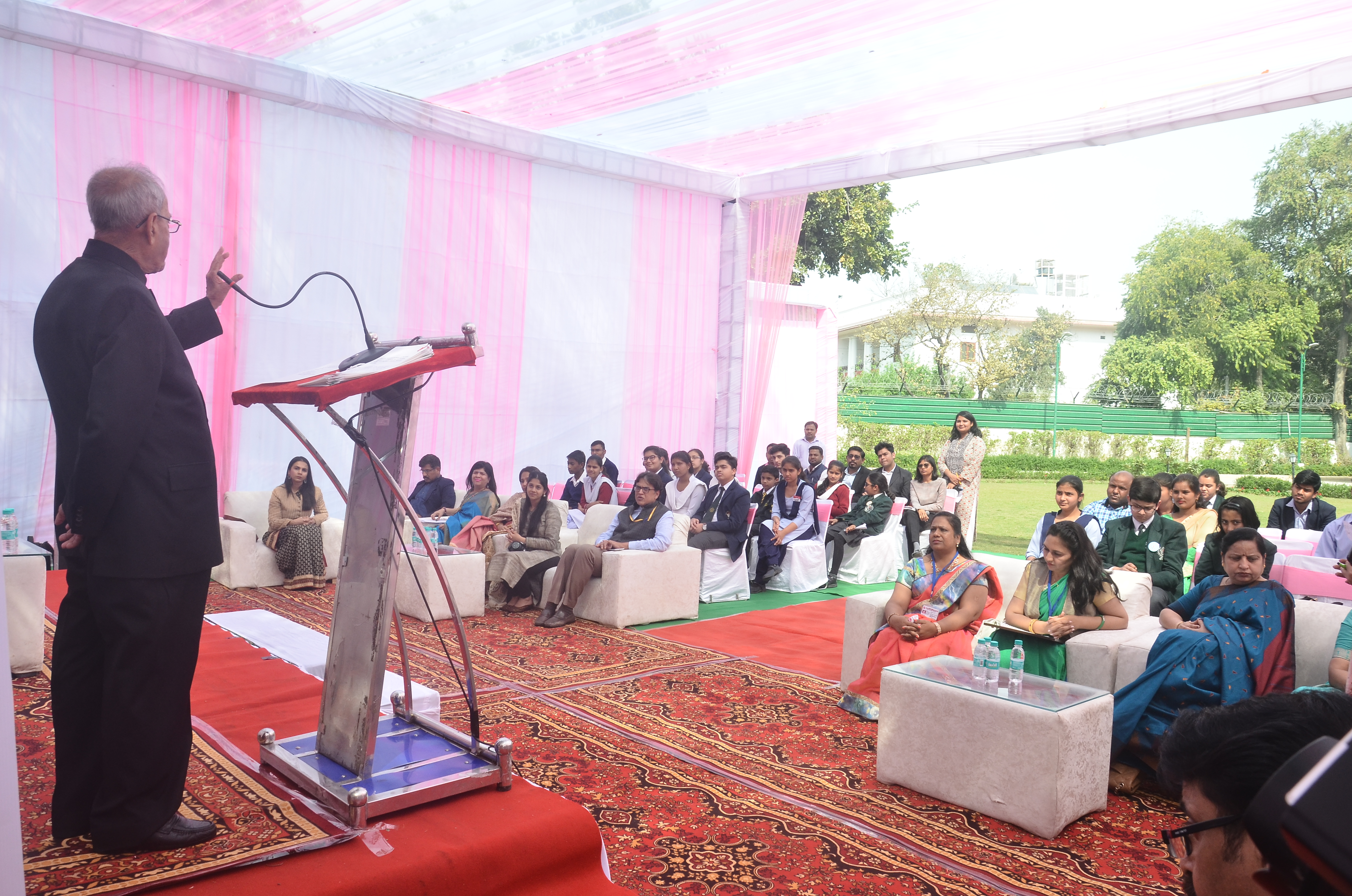 The Former President of India, Shri Pranab Mukherjee during the ‘PRANAB SIR KI PAATHSHALA’ on “THE CHARM AND CHALLENGES OF ADOLESCENCT HEALTH & WELLBEING IN INDIA” at 10, Rajaji Marg in New Delhi on February 22, 2018.