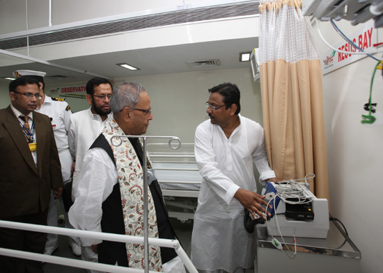 The President of India, Shri Pranab Mukherjee visiting the Sanjiban Hospital after the Inauguration of the Hospital at Fuleswar, Howrah in West Bengal on September 16, 2012.