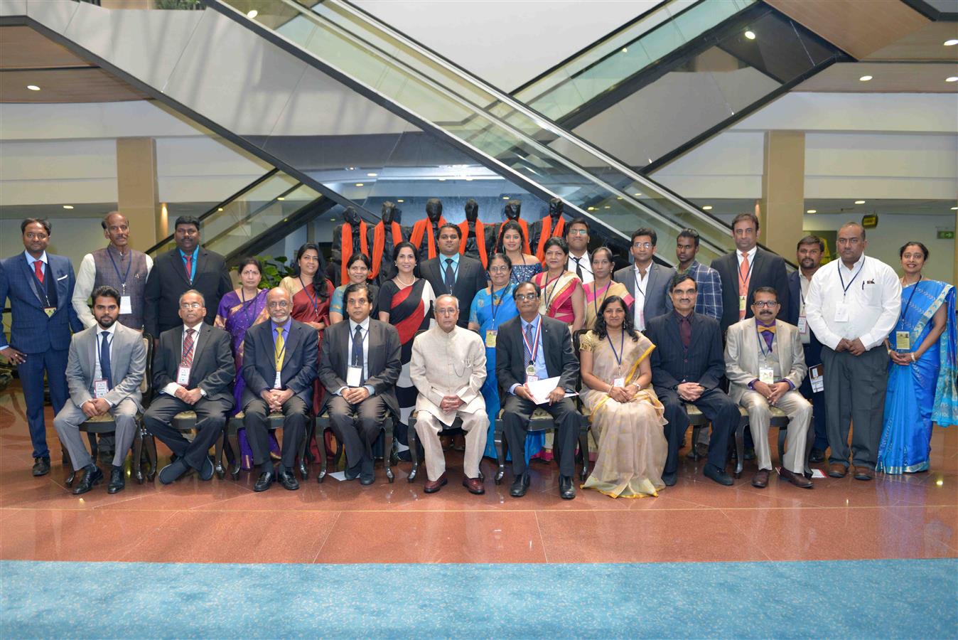 The President of India, Shri Pranab Mukherjee in a Group Photograph at the inauguration of the First NIMCARE World Health Day Summit 2017 in New Delhi on April 7, 2017.