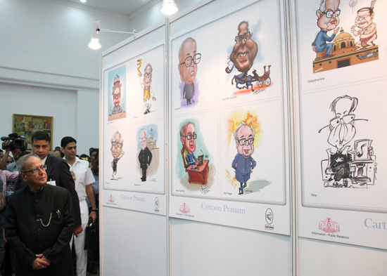 The President of India, Shri Pranab Mukherjee attending a function to pay homage to the cartoonist Late Shri P.K.S. Kutty on his first Death Anniversary at Rashtrapati Bhavan Auditorium on October 29, 2012.