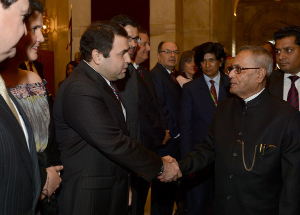 The President of India, Shri Pranab Mukherjee at Rashtrapati Bhavan in New Delhi on January 23, 2014 when he hosted the reception to the Heads of Diplomatic Missions on the occasion of the upcoming Republic Day.