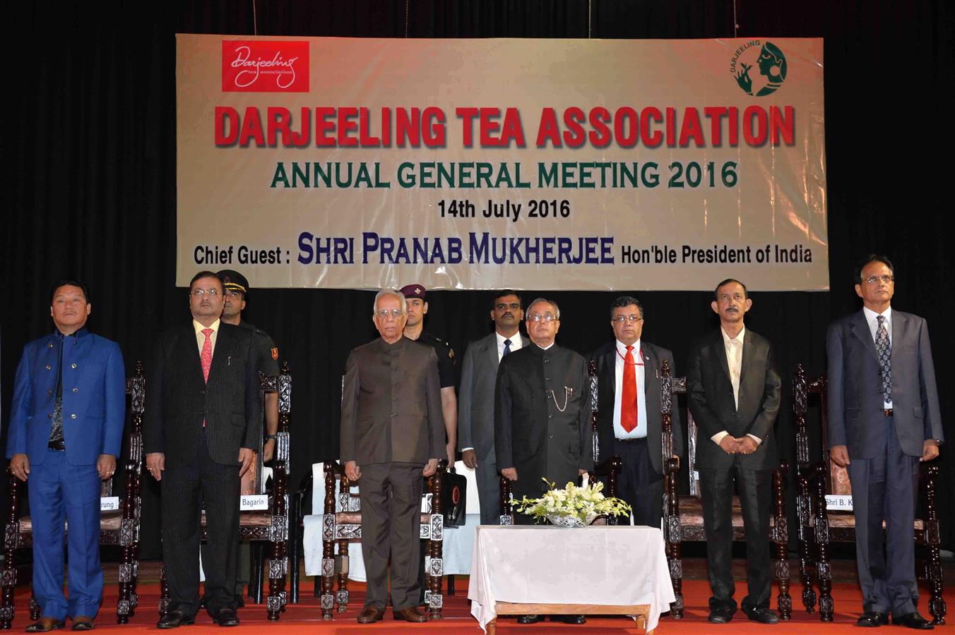 The President of India, Shri Pranab Mukherjee at the Annual General Meeting of Darjeeling Tea Association at Bhanu Bhawan in Darjeeling, West Bengal on July 14, 2017. 
