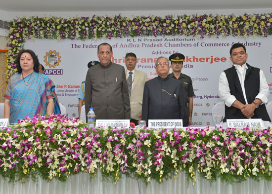 The President of India, Shri Pranab Mukherjee receiving a copy of the Telugu Books from the Governor of Andhra Pradesh, Shri E.S.L. Narasimhan at Hyderabad, Andhra Pradesh on December 28, 2012.