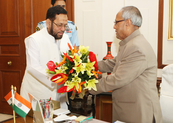 The Union Minister of State for Tourism, Shri Sultan Ahmed calling on the President of India, Shri Pranab Mukherjee on August 8, 2012.