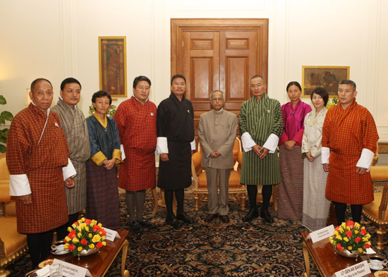 The President of India, Shri Pranab Mukherjee with the Parliamentary Delegation from Bhutan when they called-on him at Rashtrapati Bhavan on August 8, 2012.