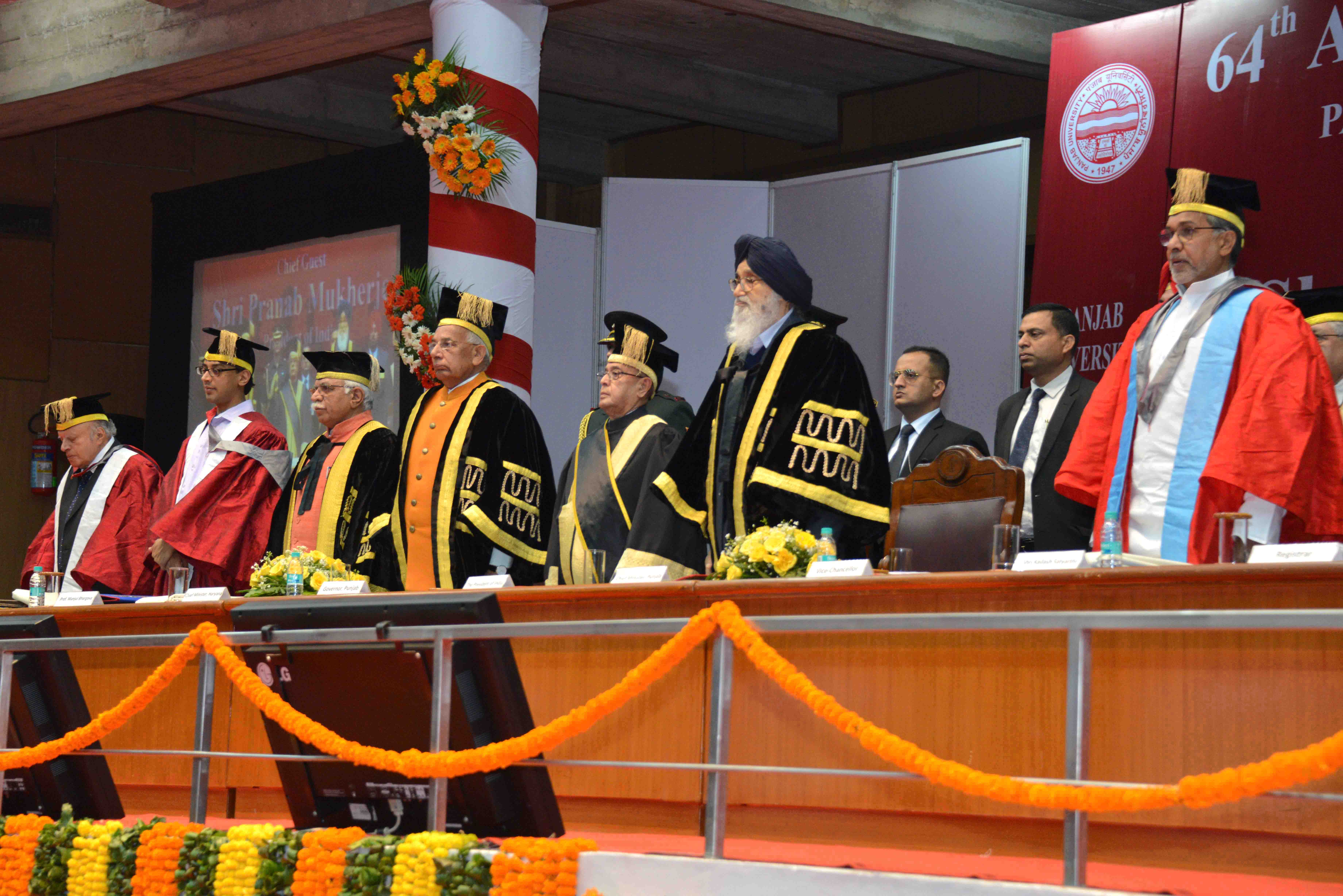 The President of India, Shri Pranab Mukherjee attending the 64th Convocation of Panjab University at at Chandigarh on March 14, 2015.
