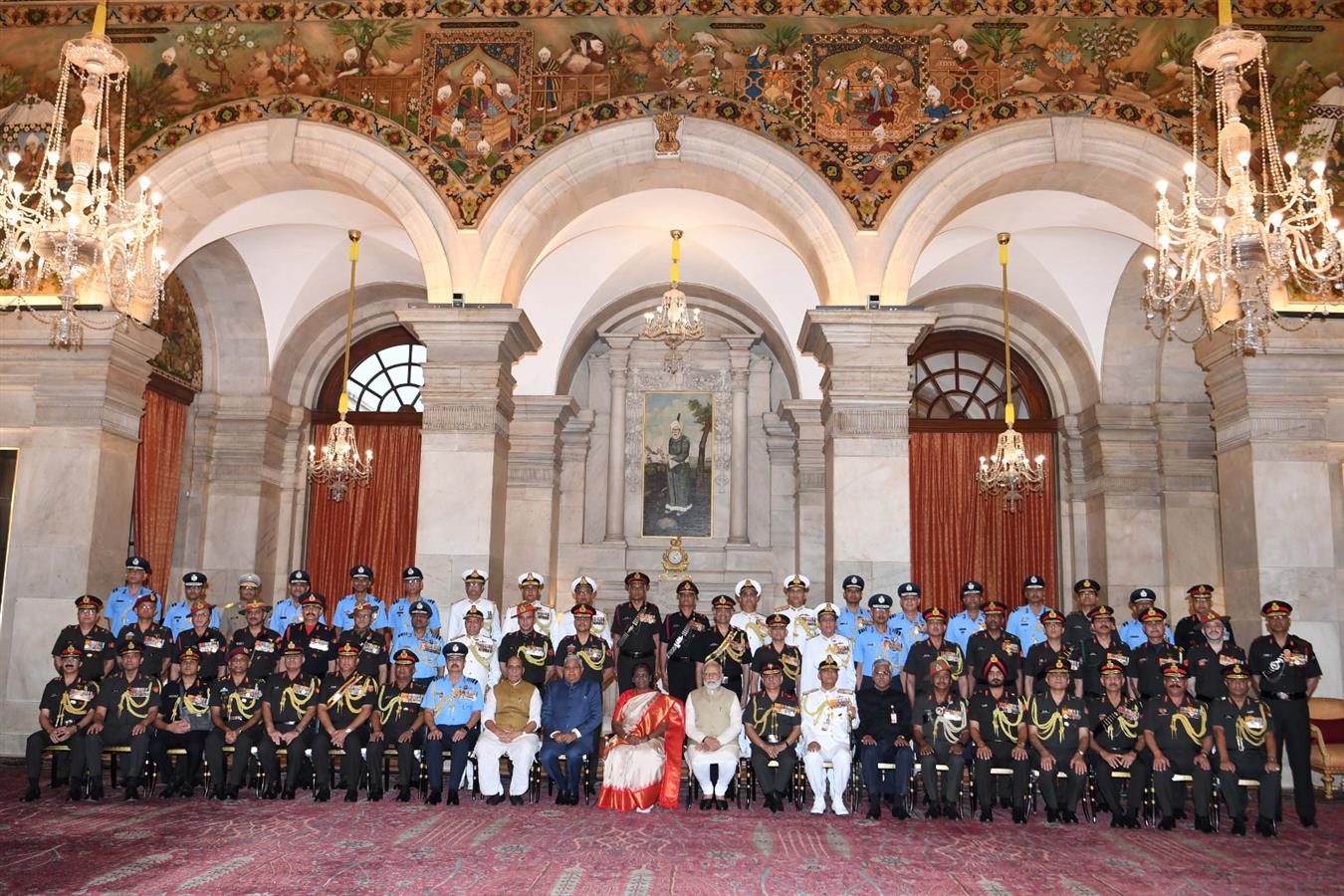 The President of India, Smt Droupadi Murmu presented Distinguished Service Awards at the Defence Investiture Ceremony-II held at Rashtrapati Bhavan on June 27, 2023.
