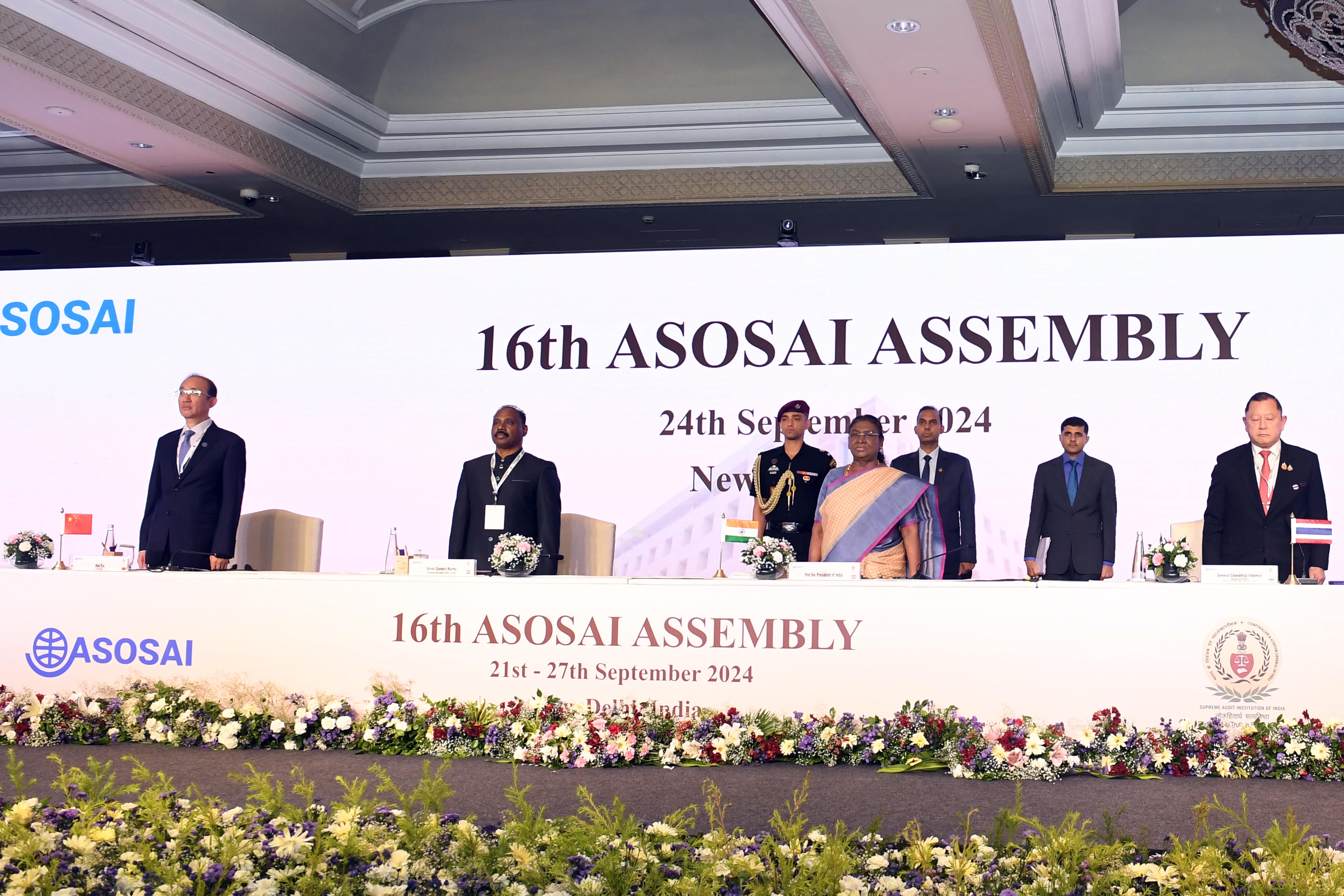 The President of India, Smt. Droupadi Murmu graced the opening ceremony of the 16th Asian Organisation of Supreme Audit Institution (ASOSAI) Assembly, being organised by the Comptroller and Auditor General (CAG) of India, in New Delhi on September 24, 2024.