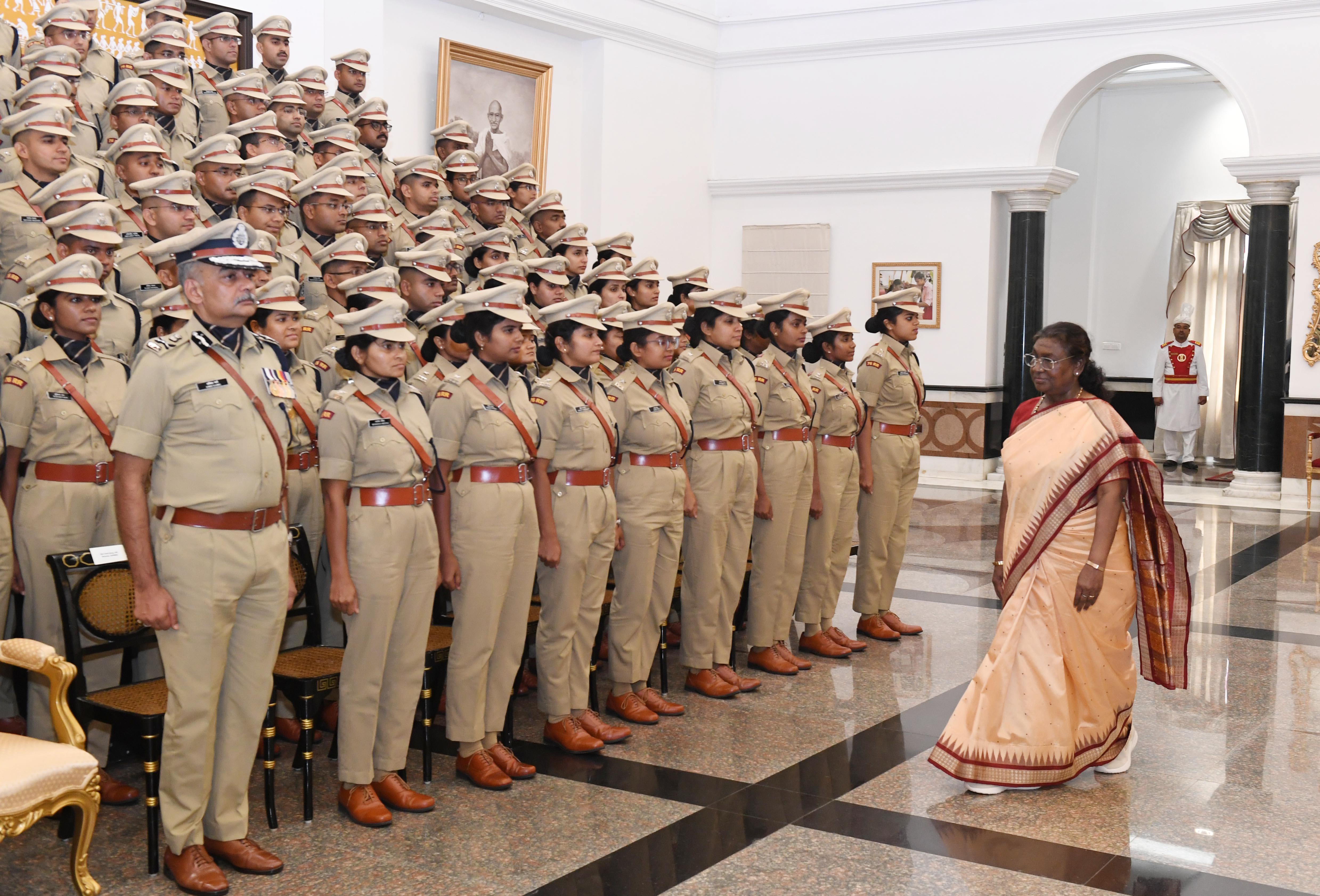 A group of Indian Police Service probationers of 76 RR (2023 batch) called on the President of India, Smt Droupadi Murmu at Rashtrapati Bhavan on September 30, 2024.